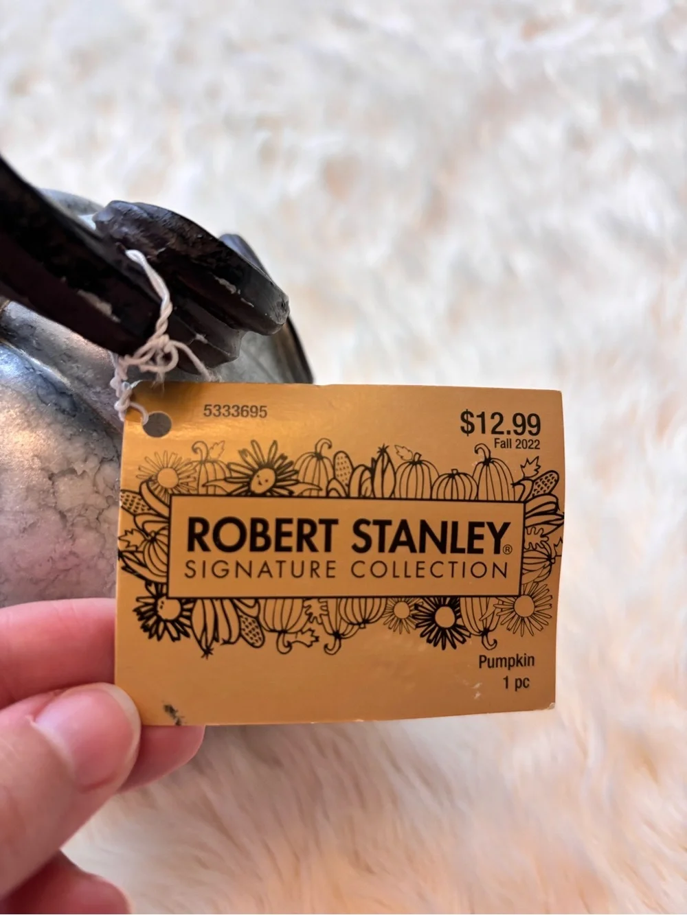 NWT Robert Stanley Silver Metallic Decorative Fall Halloween Pumpkin Set